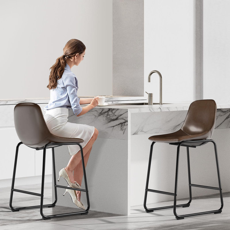Furniture Counter Stools Set Of 2 24 Inch Counter Height Bar Stools Hold Up To 500 Lbs Armless Counter Height Chairs With Metal Legs Soft Backrest
